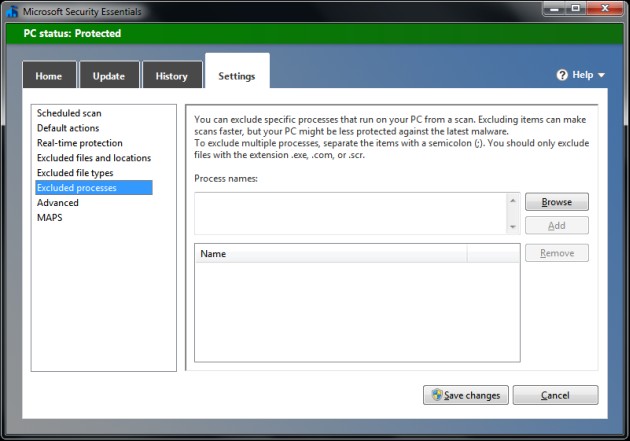 Microsoft Security Essentials - Excluded Process #1 Microsoft Security Essentials - Excluded Process #1