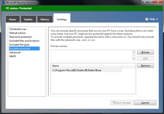 Microsoft Security Essentials - Excluded Process #2 Microsoft Security Essentials - Excluded Process #2